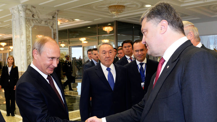 Путин и Порошенко в Минске на подписании Минска-2. Фото - НТВ