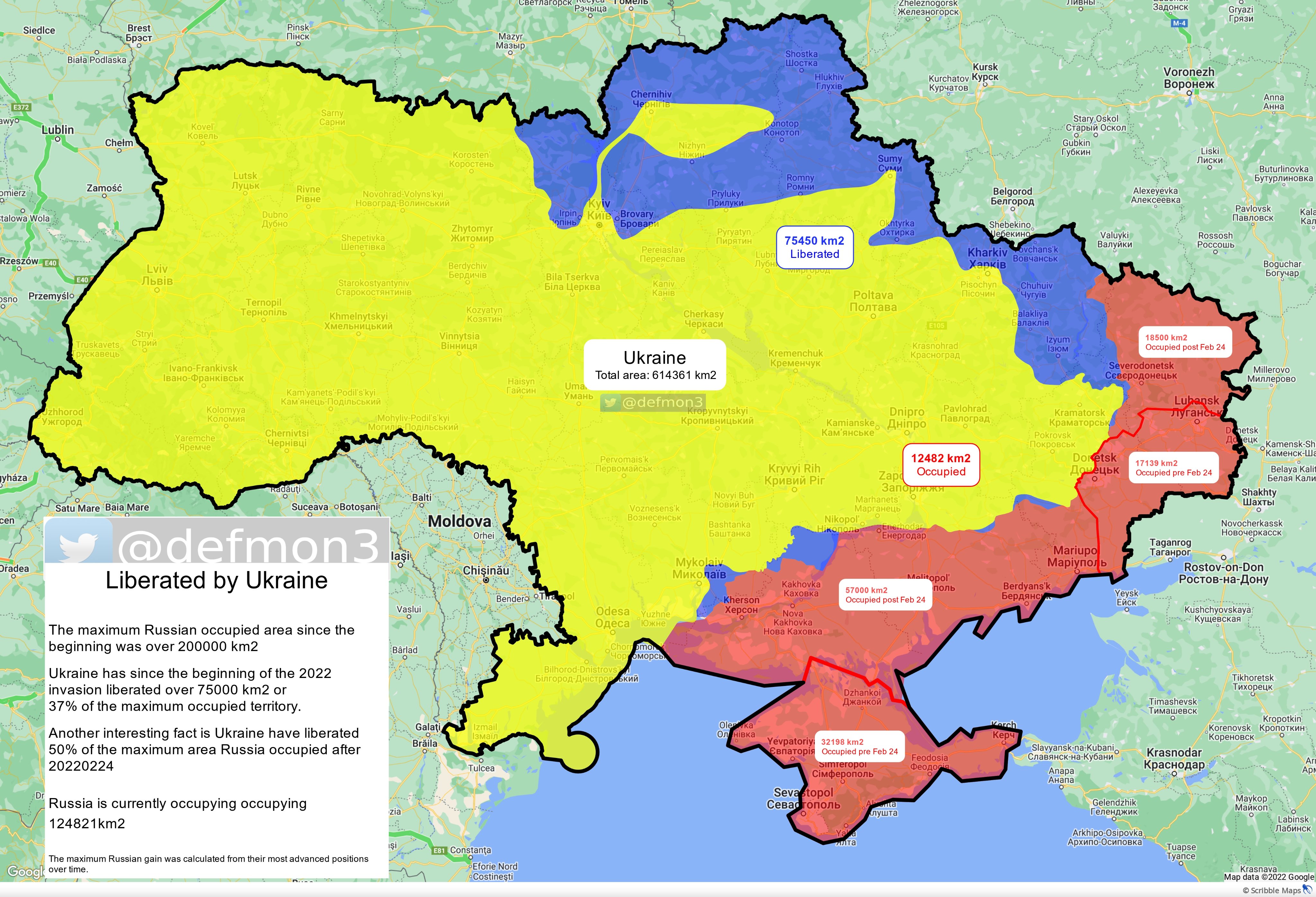 Сколько территорий Украины освободили уже освободили ВСУ - карта