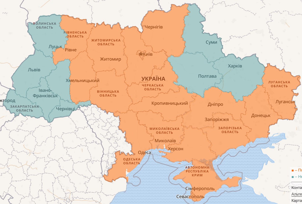 Воздушная тревога 16 мая 2023 года распространяется на запад Украины