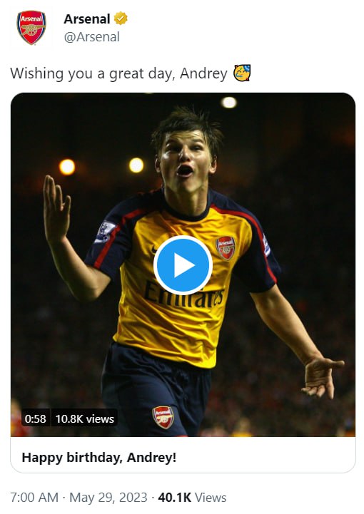 Скріншот із Твіттера Арсеналу