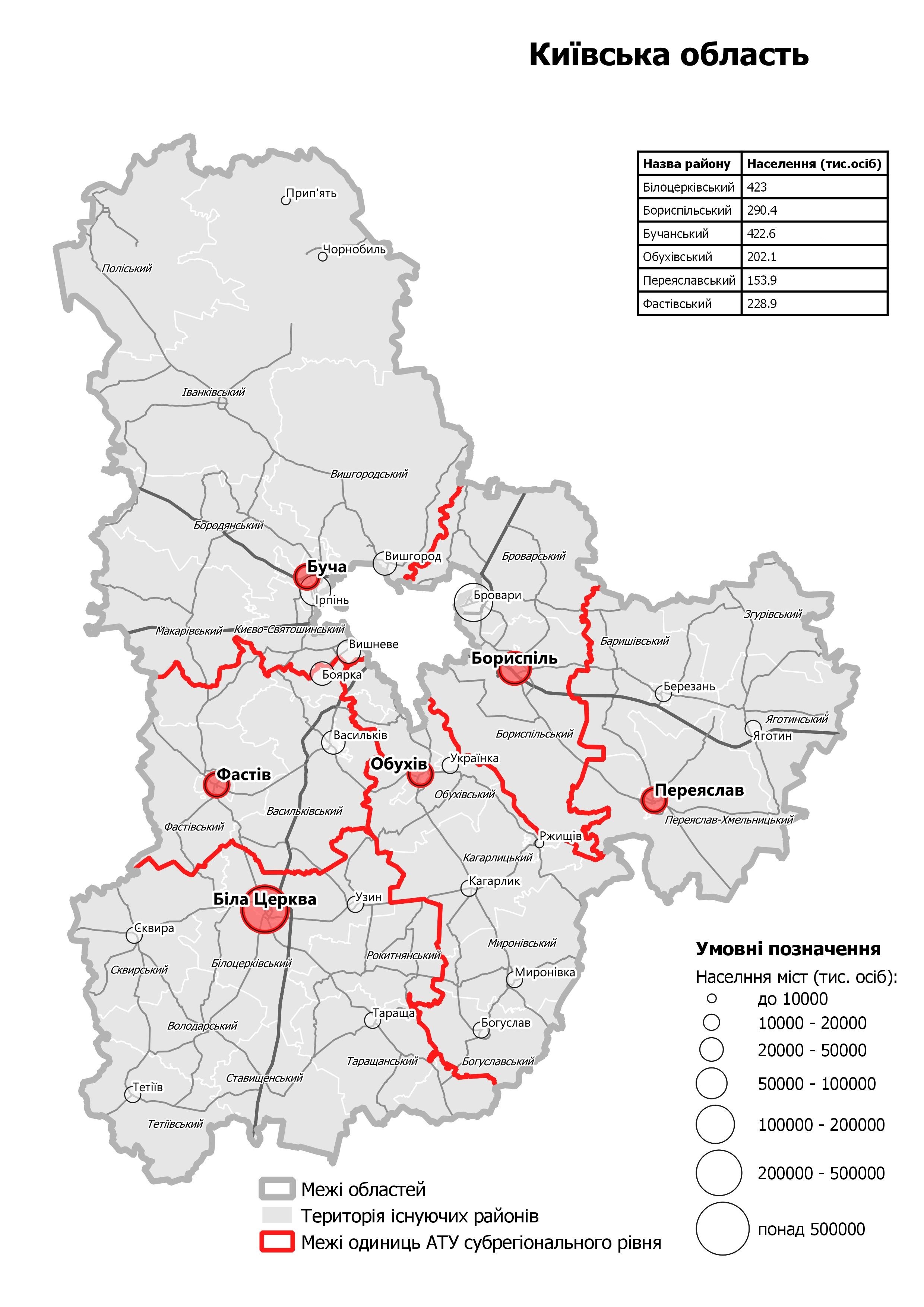 Киевскую область поделят на 6 районов вместо 25. Карта