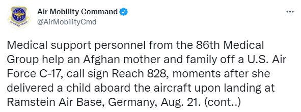 На борту самолета ВВС США афганка родила ребенка.