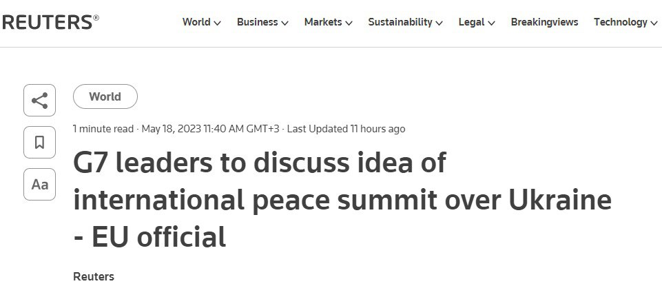 Страны G7 обсудят мирный саммит по Украине
